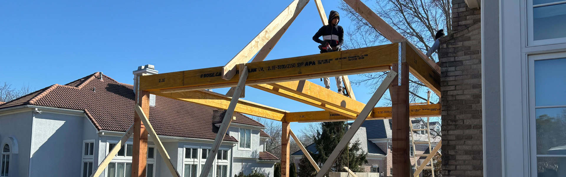 Residential Construction Home Addition Framing Truss Installation