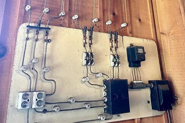 Vintage Electrical Fuse Panel Old Wiring Wood Wall Installation