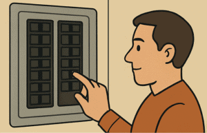 man flipping circuit breaker
