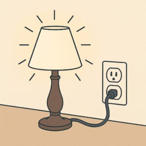 Lamp plugged into an outlet turning on