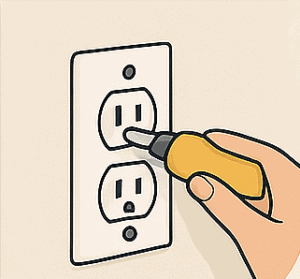Man using voltage tester on outlet