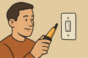 man using voltage tester