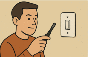 man removing plate cover from light switch
