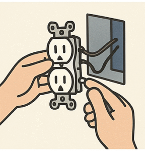 Man reattaching outlet to wires