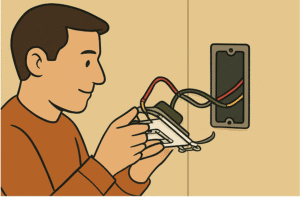 Man disconnects the wires from the old switch