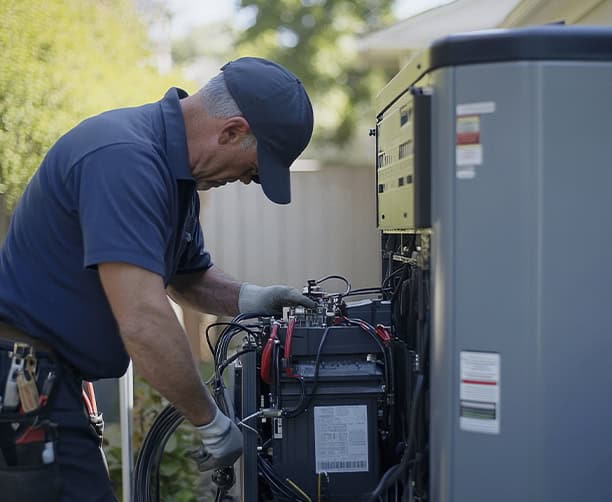 Landis Electric licensed technician installing a Generac home generator in Olathe, KS