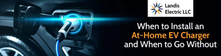 EV charger in car lit up in blue